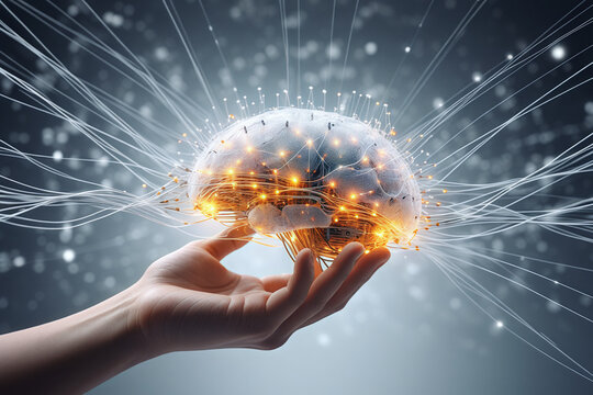 White Cyber Big Data Flow Particles . Digital Neural Network. Concept of AI Artificial Intelligence Technology Machine Deep Learning. Digital Communication. Science Technology background.