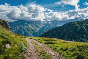 Fototapeta premium Hiking on rocky mountain trails