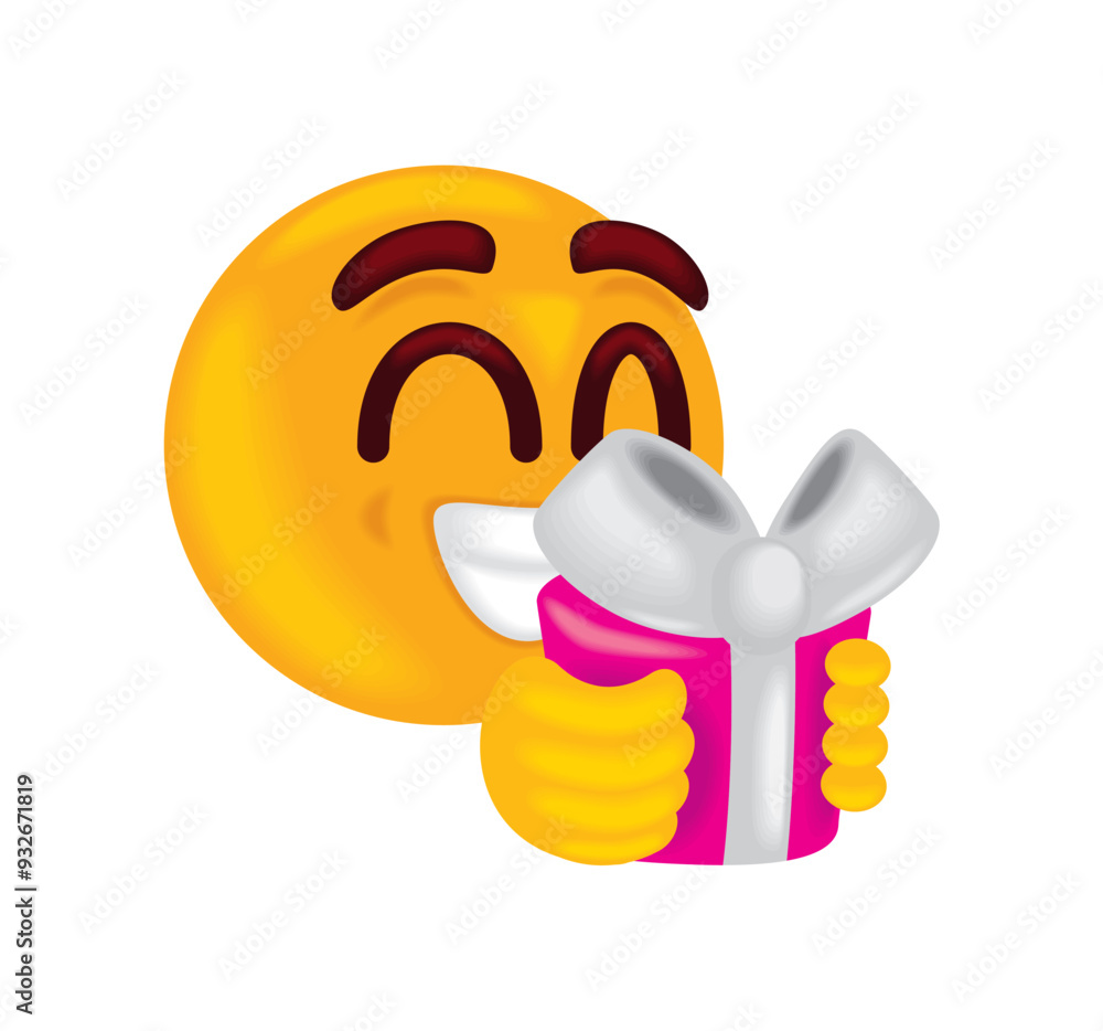 Poster birthday emoji with gift