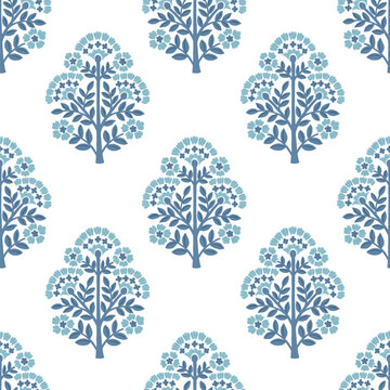 Floral Damask Pattern block print boho floral repeat pattern flower vector file
