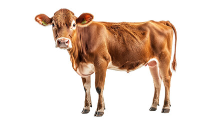 Brown Cow Standing on White