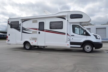 Motorhome parked on its side