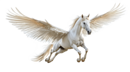 White Pegasus Flying with