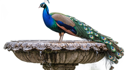 Peacock Drinking from a Stone