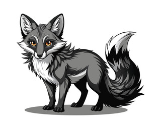 black and white cartoon fox