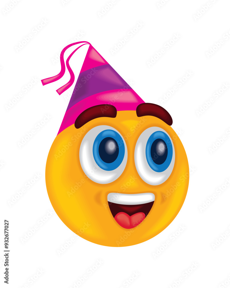 Sticker birthday emoji with hat