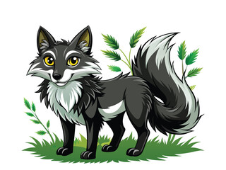 black and white fox