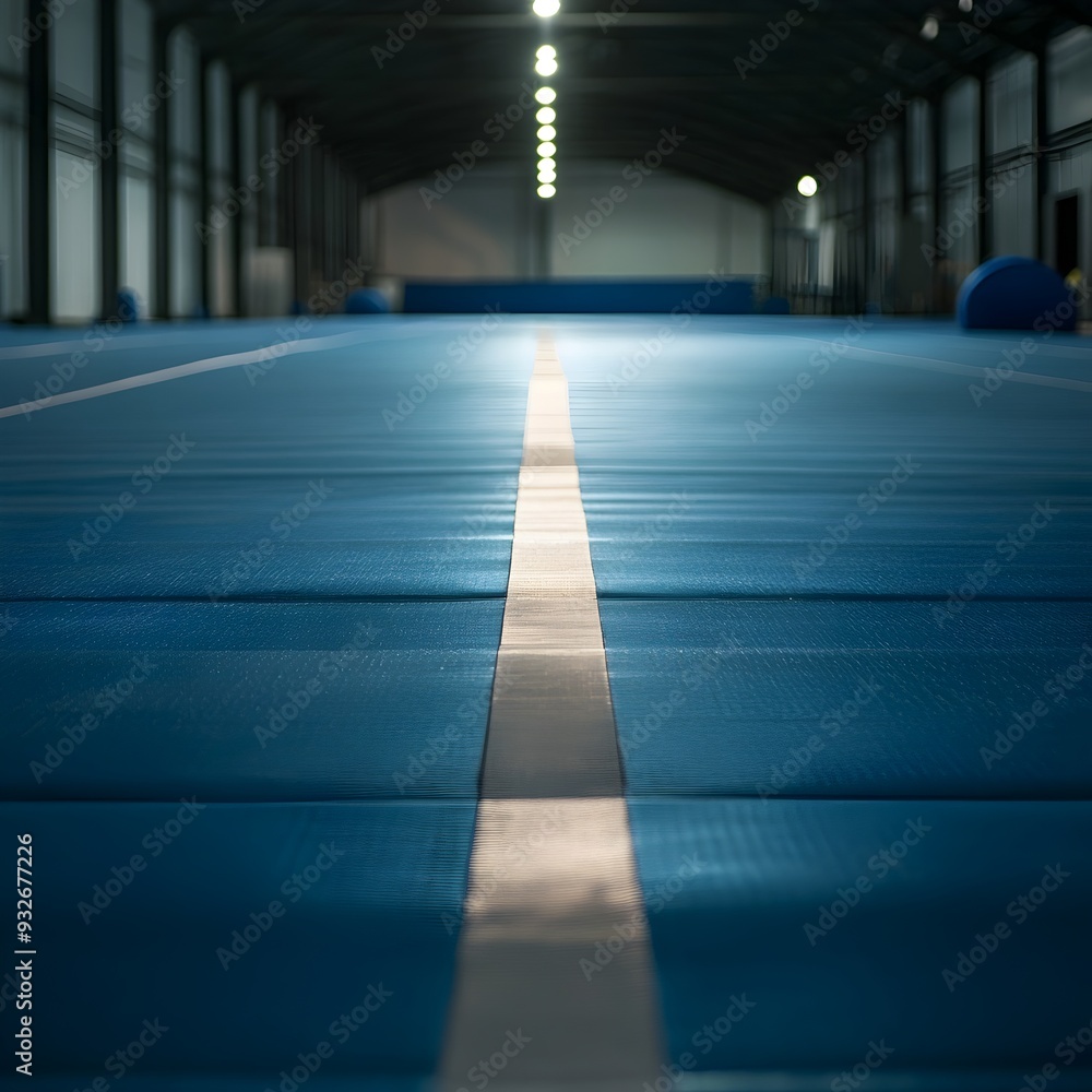 Aufkleber vibrant gymnastics floor mat set up for energetic routines with bright lighting illuminating the cle