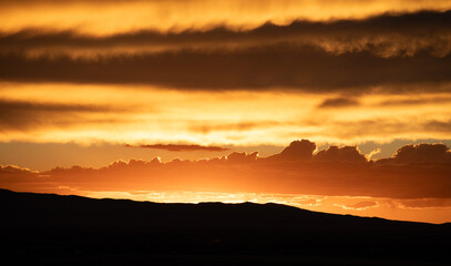 Gorgeous red sunset in Wyoming with nice cloud shapes