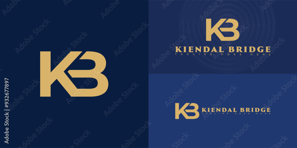 Poster abstract initial letter bk or kb in gold color isolated on multiple background colors. the logo is s
