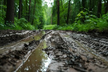 Obraz premium Muddy forest trail