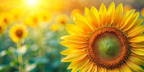 Obraz premium Close-up of a vibrant sunflower , sunflower, yellow, petals, close-up, nature, flower, bloom, vibrant, garden, summer, beauty