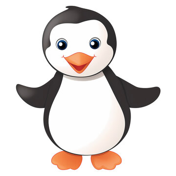 recommend clip art: 2d cartoon character clipart drawing of a penguin on an isolated white background