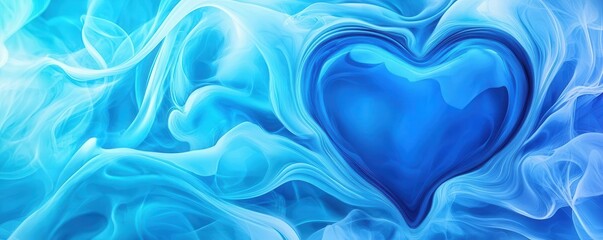 Obraz premium Abstract blue heart shape merging with wave patterns, cardiac care concept