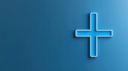 Fototapeta premium Clean blue lines forming a medical cross, minimalist healthcare symbol