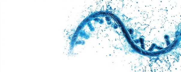 Minimalist blue DNA helix against a white background, genetics and research theme