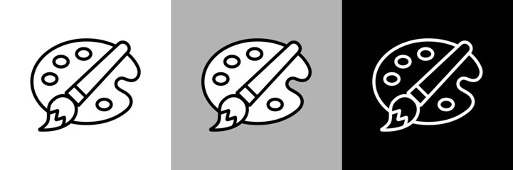 シンプルな線画のパレットと筆のベクターアイコン