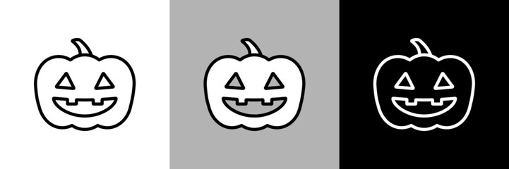 シンプルな線画のかぼちゃのベクターアイコン