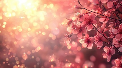 Fototapeta premium Spring Blossoms Bokeh Background with Pink Flowers