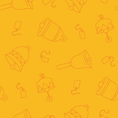Outline Bell Label Gift Vector Seamless Pattern illustration Design