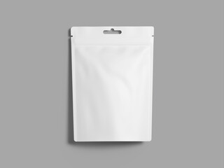 White Blank 3D Mockup Rendering of Pouch Packaging Design
