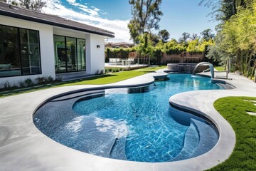 Modern Backyard Oasis with a Unique Swimming Pool