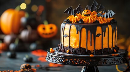 The concept of halloween day  and national pumpkin day. Background for banner, ads, wallpaper, business, invitation, and many more