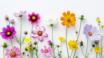 Bright and cheerful flowers on a white background