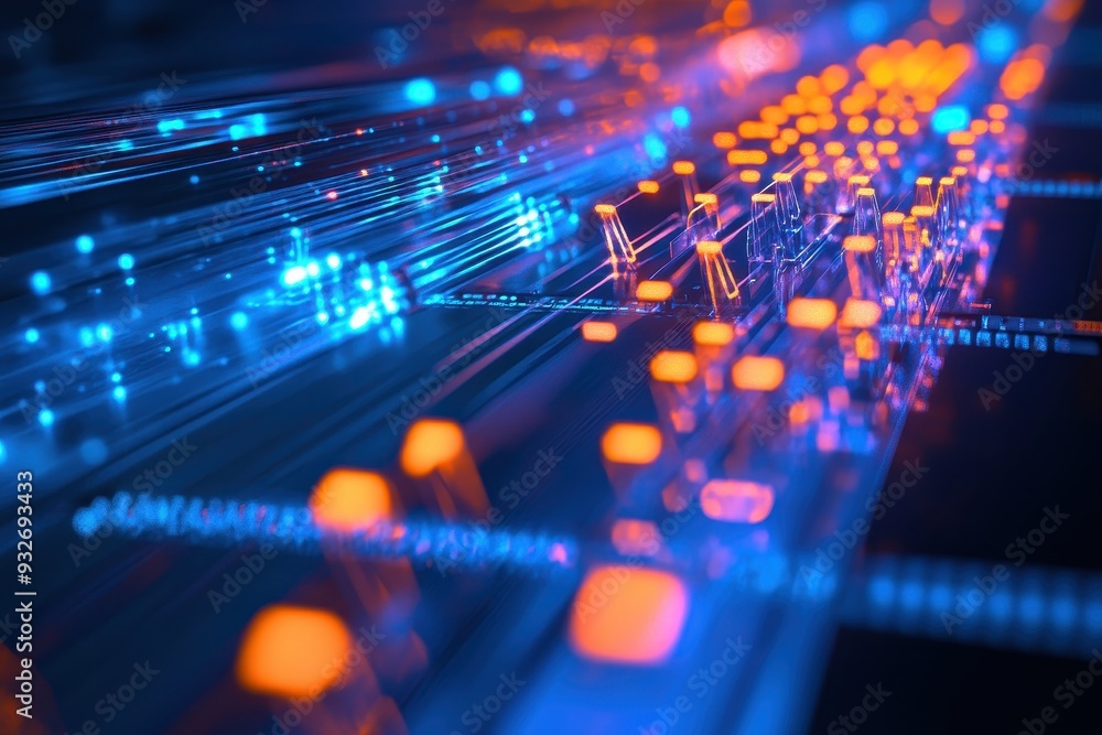 Aufkleber vibrant digital landscape showcasing glowing lines and nodes, symbolizing technology and data flow i