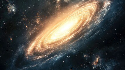 Fototapeta premium Image of a swirling galaxy with continuous rotation and flow, capturing the grand scale of perpetual motion in space.