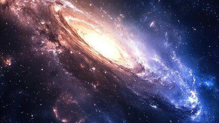 Fototapeta premium Image of a swirling galaxy with continuous rotation and flow, capturing the grand scale of perpetual motion in space.