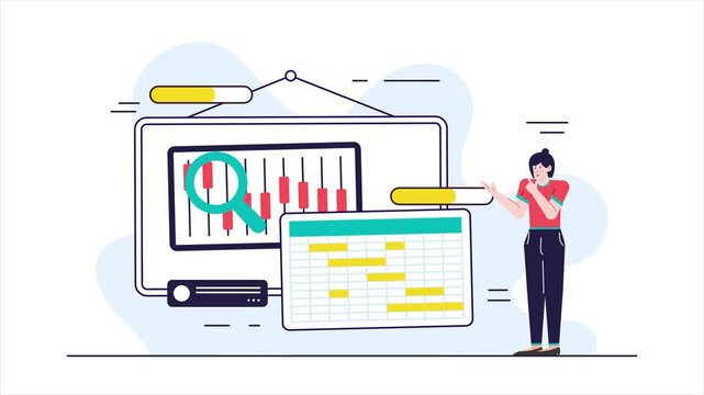 A modern representation of project management featuring charts and graphs illustration business animated video