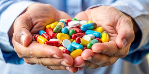 A Handful of Colorful Pills, Close-Up, Medication, Healthcare, Pharmaceutical, Capsule