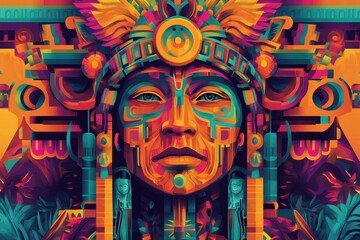 Abstract Portrait of a Figure Adorned with Geometric Patterns