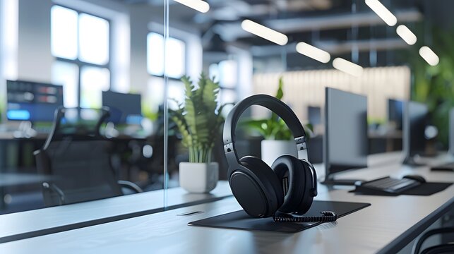 Communication support, call center and customer service help desk. VOIP headset for customer service support (call center) concep. 