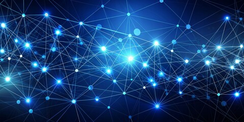 Fototapeta premium Abstract Network of Glowing Nodes, Blue Background, Digital Connection, Technology, Network, Connection, Abstract