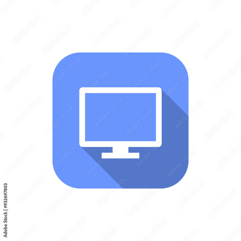 Poster monitor computer icon on square background. pc desktop sign symbol