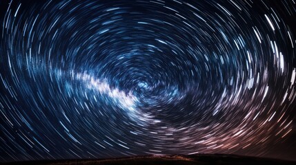 Obraz premium Photograph of the Milky Way with dynamic, shifting star patterns and light trails, representing the fluid nature of celestial flux.