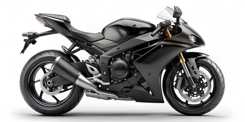 Black Motorcycle Rendering - Side View , Black , Motorcycle , Rendering , Sportbike