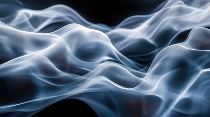 Obraz premium Digital visualization of an abstract wave pattern with smooth, repetitive movement, symbolizing perpetual motion in fluid dynamics.