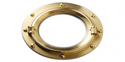 Golden Porthole - 3D Render of a Ship's Window , Porthole , Window , Nautical , Ship