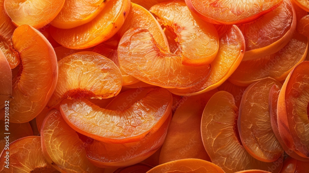 Aufkleber Close-up shot of apricot slices with visible texture and rich color