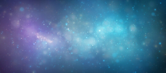 Space background with starry glow of constellations. View of endless universe with star dust and shining stars. Realistic Infinite space with nebula.