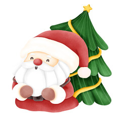santa claus with christmas tree