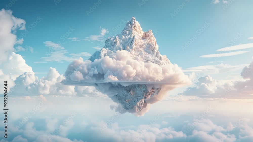 Poster capture the essence of cloud computing in a surreal landscape where artificial intelligence and big 