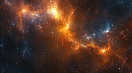 Naklejka premium Cosmic Nebula with Stars and Glowing Gas Clouds