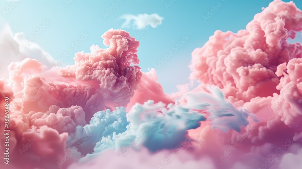 Poster create captivating images of hybrid and multi-cloud setups with surreal data streams weaving through
