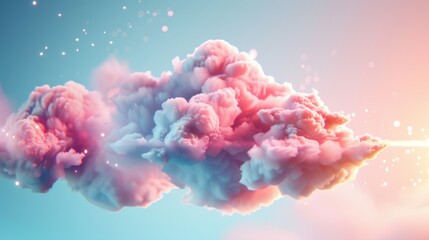 Fototapeta premium Transform your photography with surreal compositions of multi-cloud environments visualized as luminous, interwoven cloud networks.