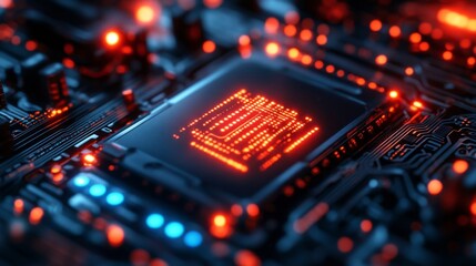 Obraz premium Red Circuit Board.