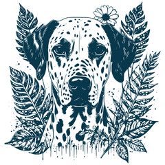 Aesthetic Dalmatian Silhouette Graphic Nature Scenery Vector Illustration